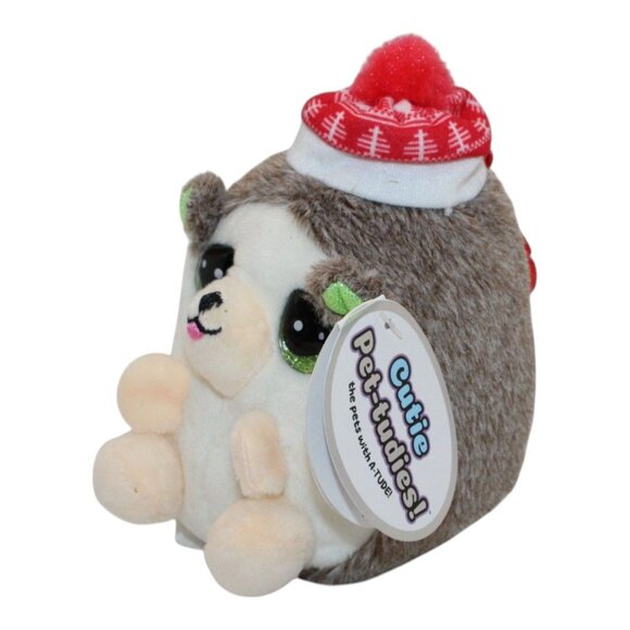 Cutie Pet-Tudies Roly Holiday Hedgehog Plush Backpack Clip With Red Hat & Pom Po - Picture 3 of 5